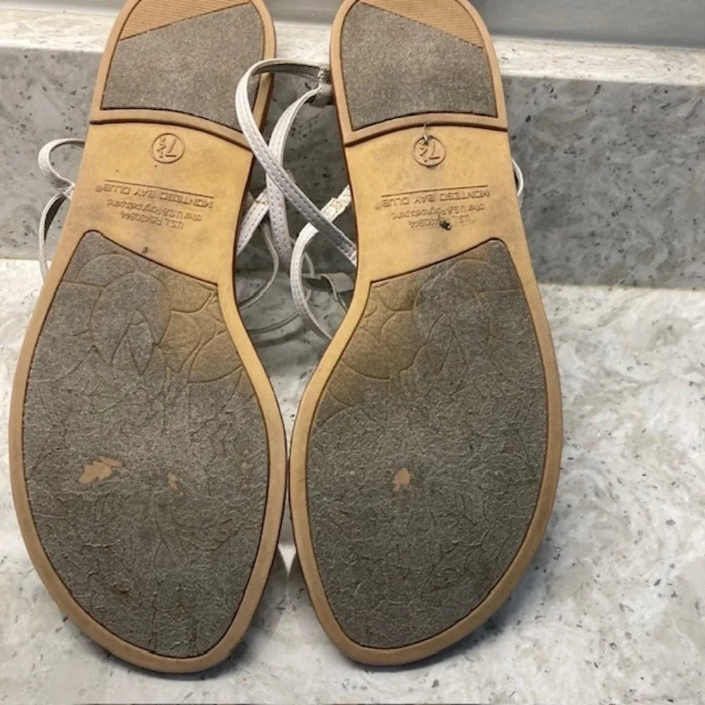 Women's Sandals 7.5 Silver Montego Bay with Turquoise Accents Flats
